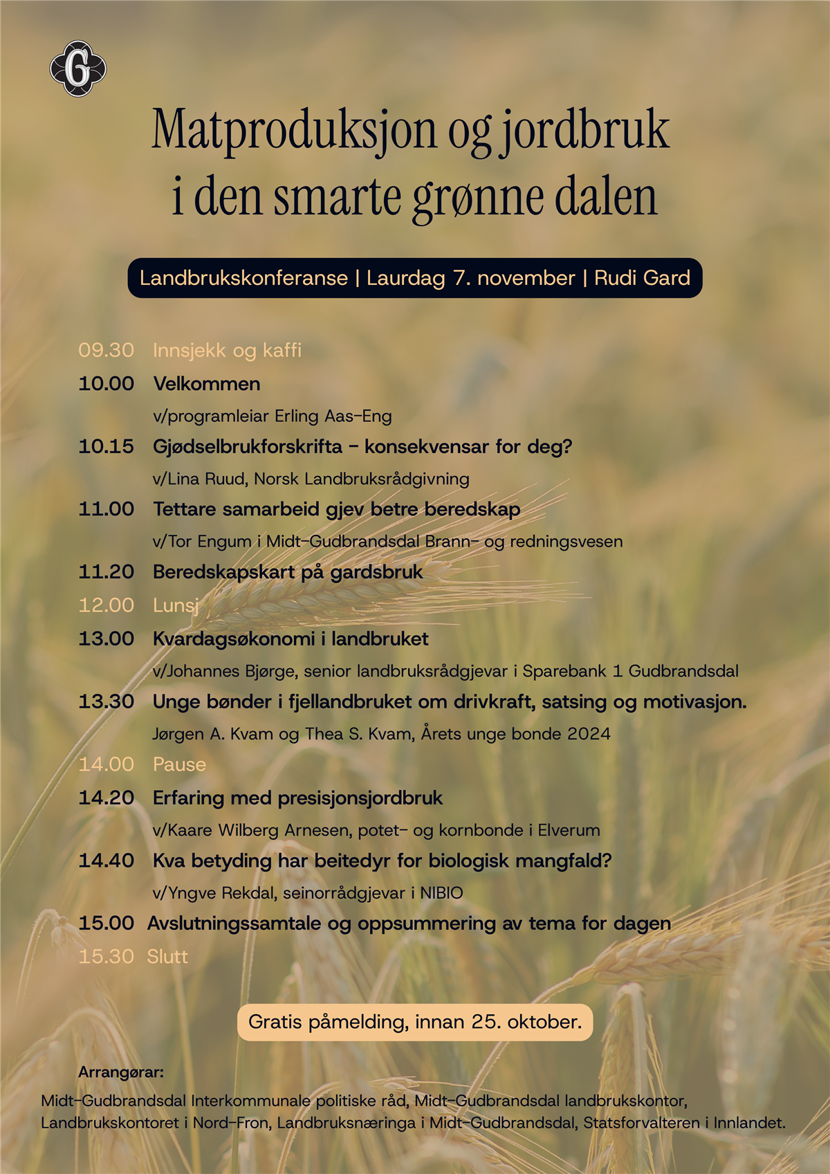 program for landbrukskonferansen 7. november - Klikk for stort bilde