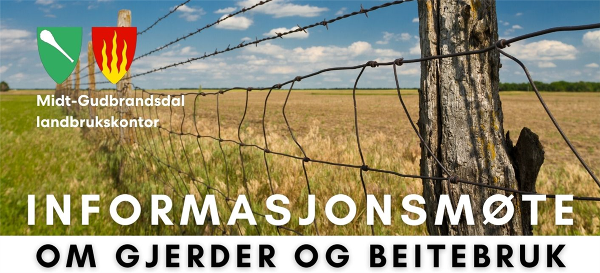 bilde med gjerder langs et jorde og med kommunelogo til ringebu og sør-fron - Klikk for stort bilde